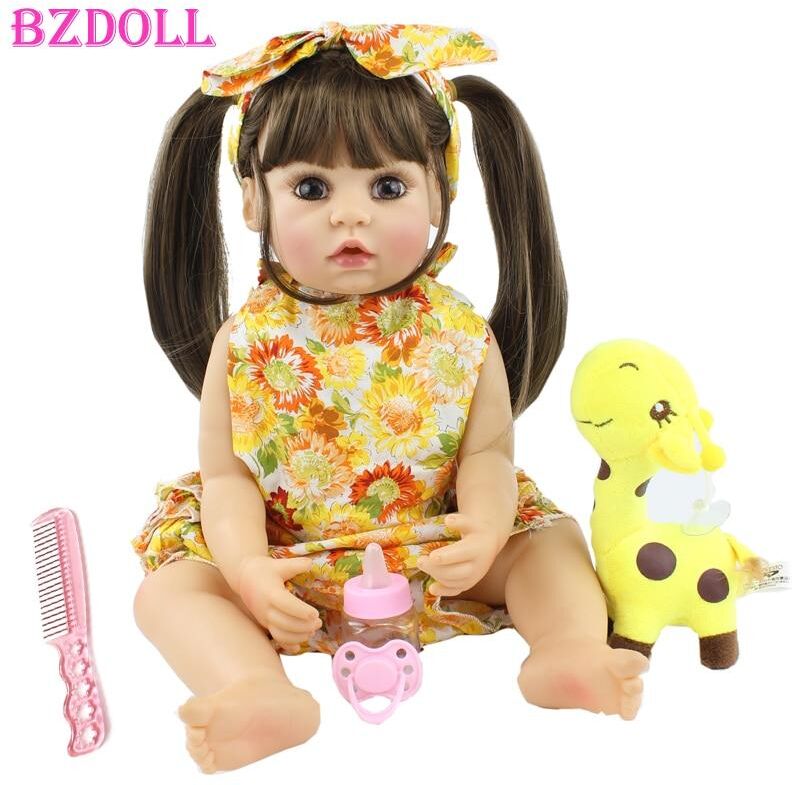 BZDOLL Reborn BZDOLL 55cm Full Body Silicone Reborn Baby Doll Toy Realistic 22inch Vinyl Alive Babies Dress Up Princess Toddler Girl Birthday Gift