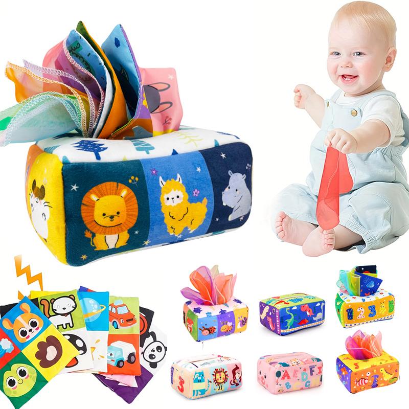 POMOIII Toys Baby Montessori Toy,Magic Tissue Box,Educational Learning Activity Sensory Toy for Kids Finger Exercising  Busy Board Baby Game