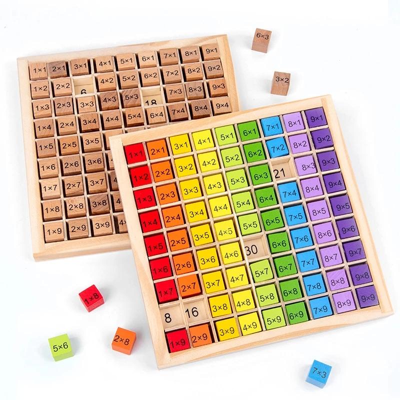 Fantagee Toy Montessori Educational Wooden Math Toys 99 Multiplication Table For Kids Children Baby Toys Math Arithmetic Teaching Aids