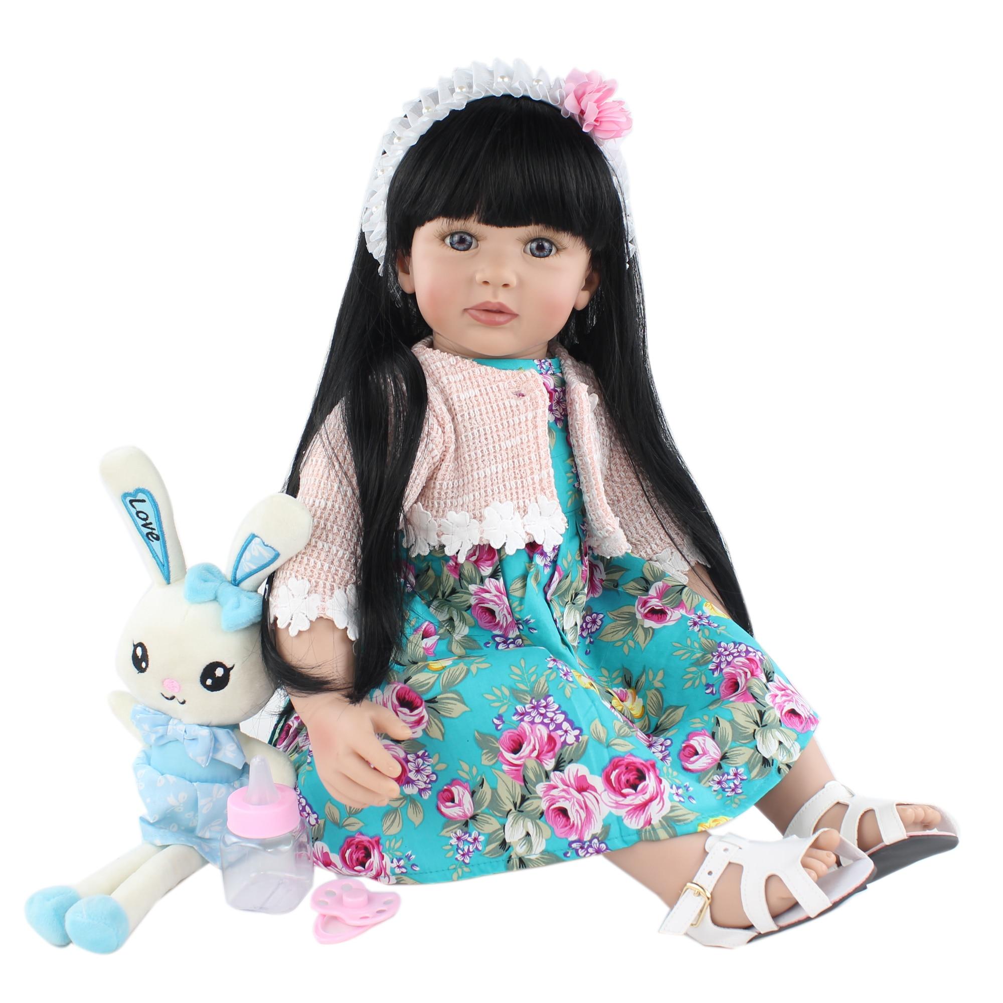 BZDOLL Reborn BZDOLL 60cm Soft Silicone Reborn Toddler Doll For Girl Cloth Body Princess Baby Lovely Girl Birthday Gift Play House Toy