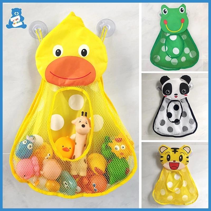 TouchCare Baby Bath Toys Cute Duck Frog Mesh Net Toy Storage Bag Strong Suction Cups Bath Game Bag Bathroom Organizer Water Toys for Kids