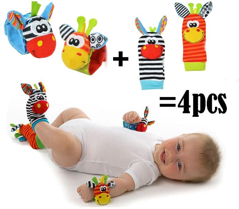 ZZ1 New Sozzy Baby Rattle toy Rattle Set Baby Sensory Toys Foot-finder Socks Wrist Rattle Bracelet Gift