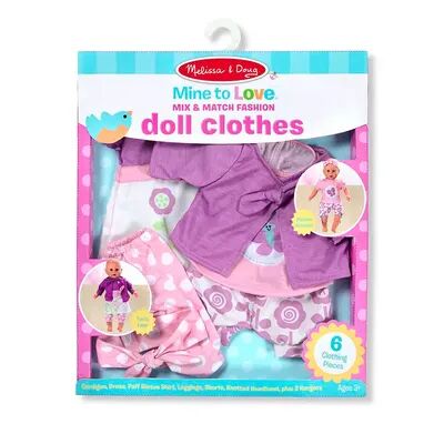 Melissa & Doug Mine to Love 6 Piece Mix & Match Fashion Doll Clothes for 12 Inch - 18 Inch Dolls, Multicolor