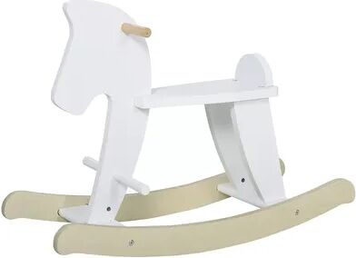 Qaba Wooden Rocking Horse Toddler Baby Ride on Toys for Kids 1 3 Years with Classic Design and Solid Workmanship White