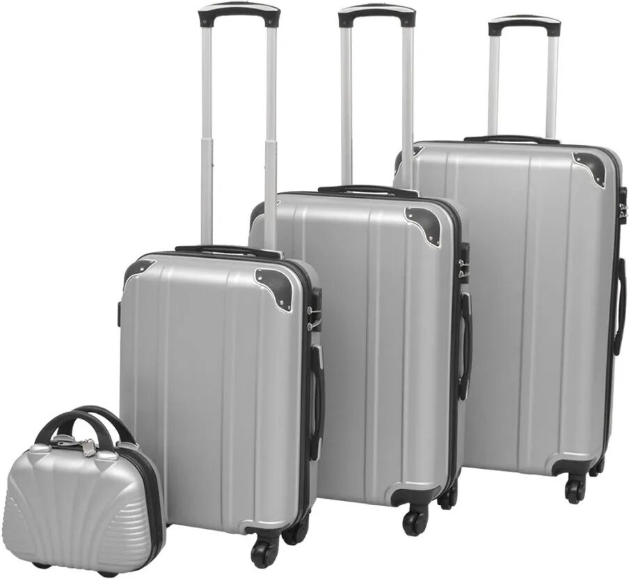 vidaXL Ensemble de valises à roulettes quatre pièces Argenté