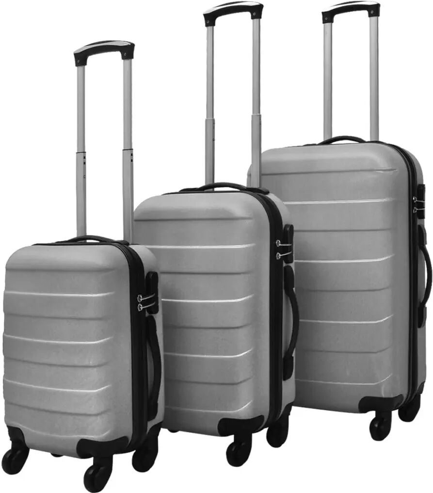 vidaXL Jeu de valises rigides 3 pièces Argenté