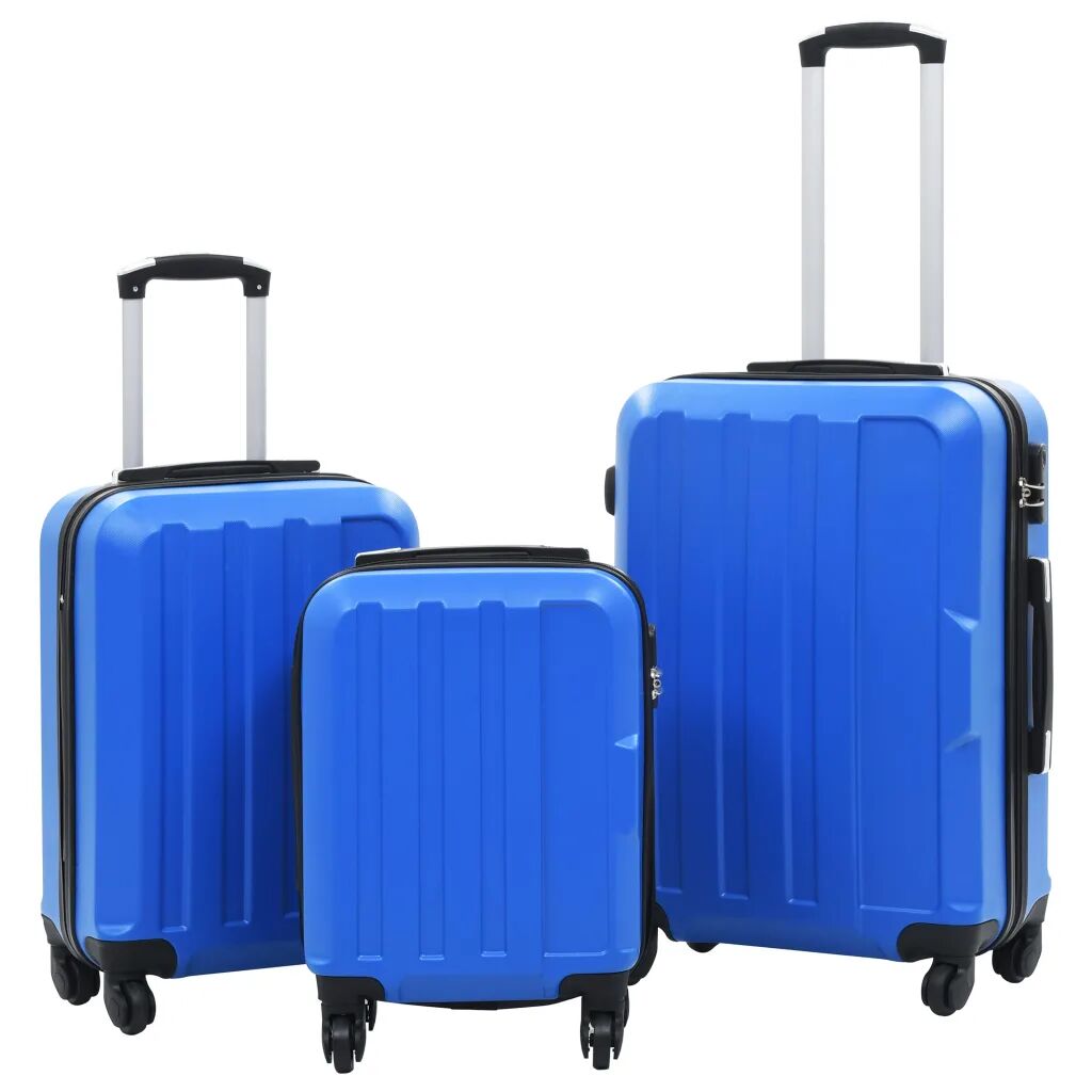 vidaXL Valise rigide 3 pcs Bleu ABS