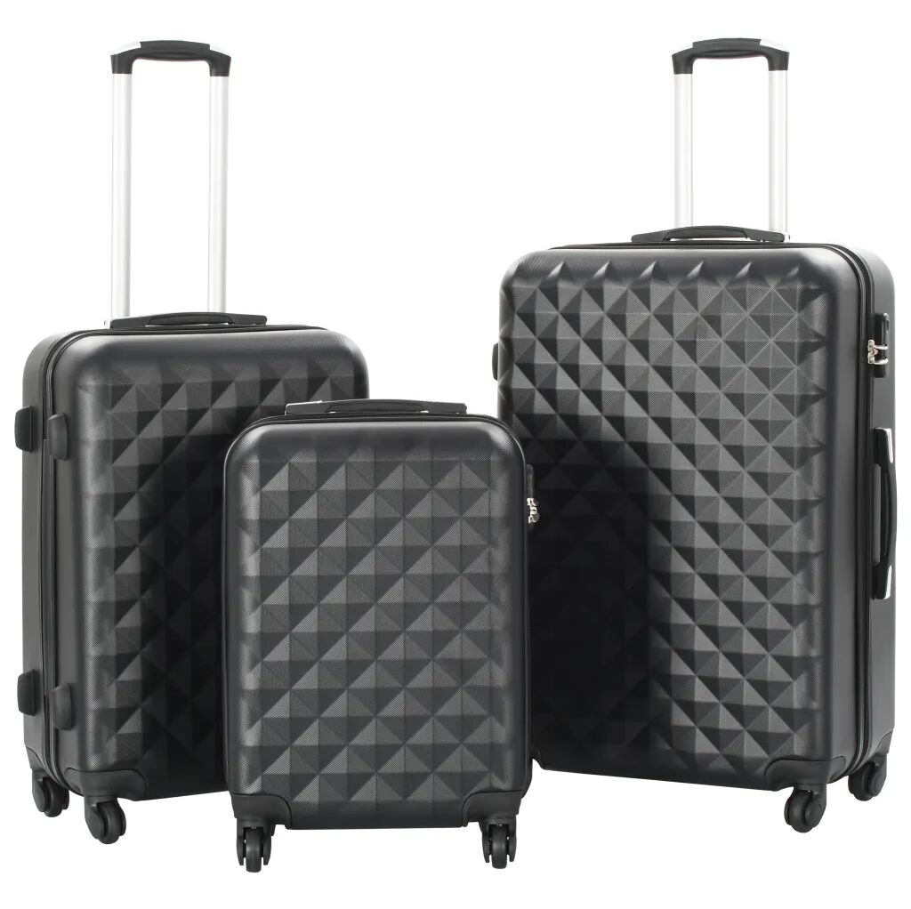 vidaXL Valise rigide 3 pcs Noir ABS