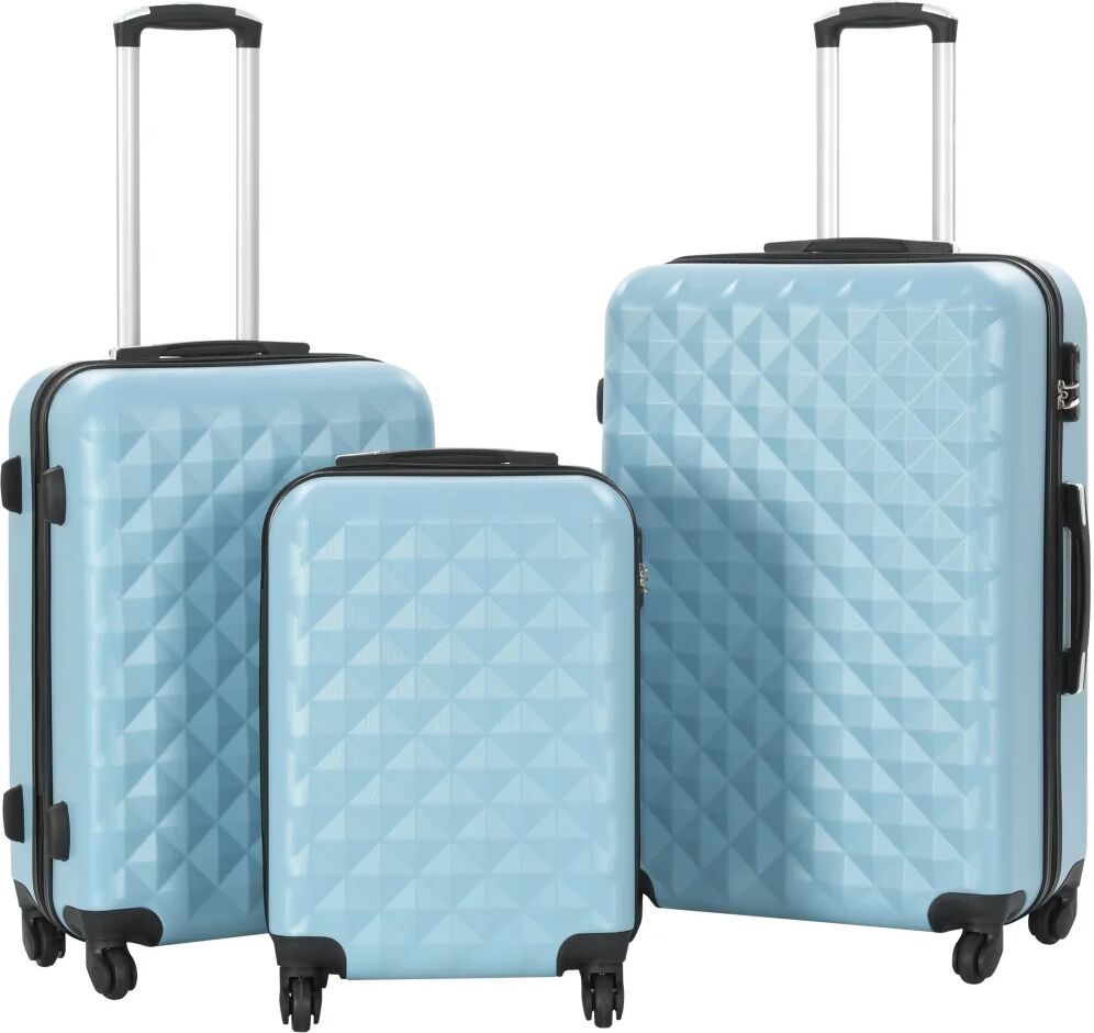 vidaXL Valise rigide 3 pcs Bleu ABS