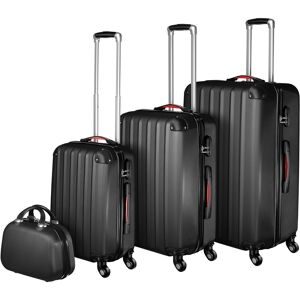 tectake Hartschalenkoffer und Beauty-Case Set 4-tlg. - schwarz