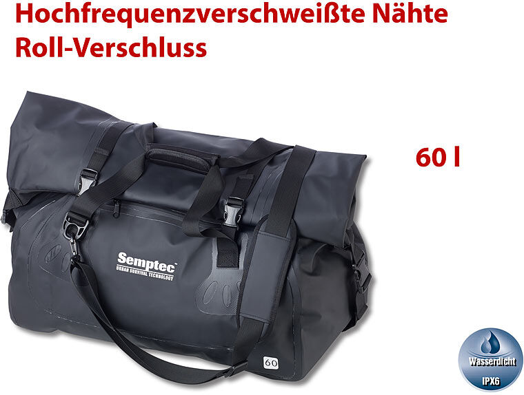 Semptec Urban Survival Technology Wasserdichte Profi-Outdoor- und Reisetasche aus Lkw-Plane, 60 Liter