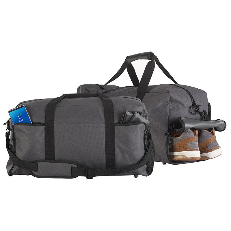 Xcase 2er-Set Sport- & Reisetaschen, 4 Außenfächer, Schmutzwäsche-/Schuhfach
