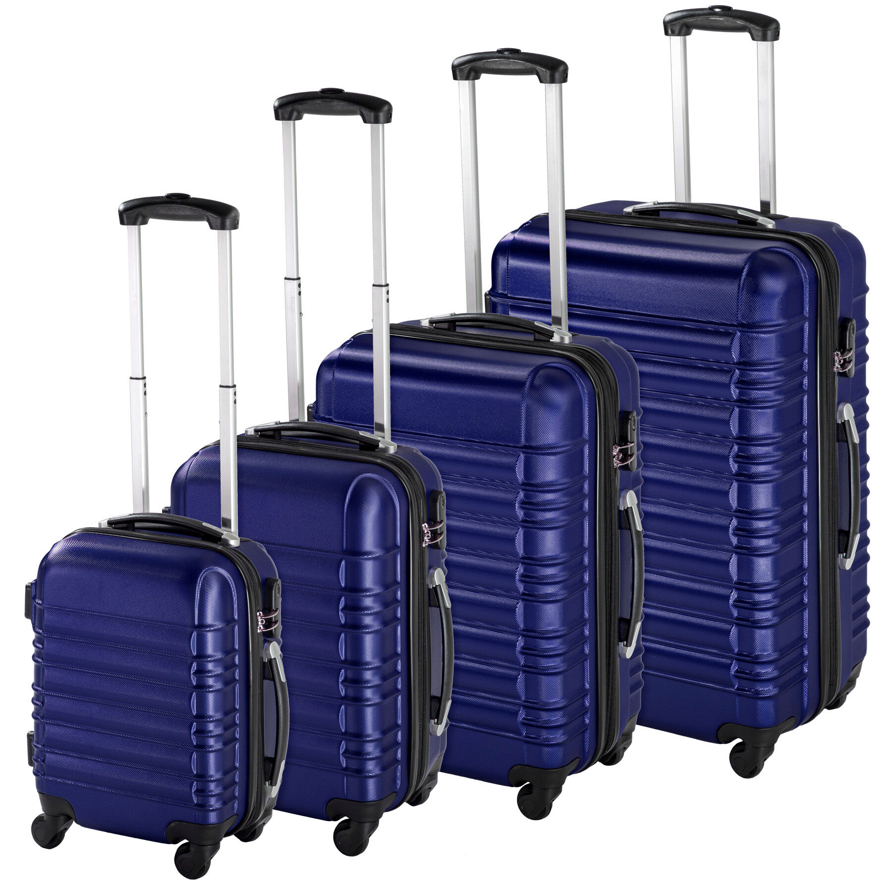 tectake Skořepinové cestovní kufry sada 4ks - modrá