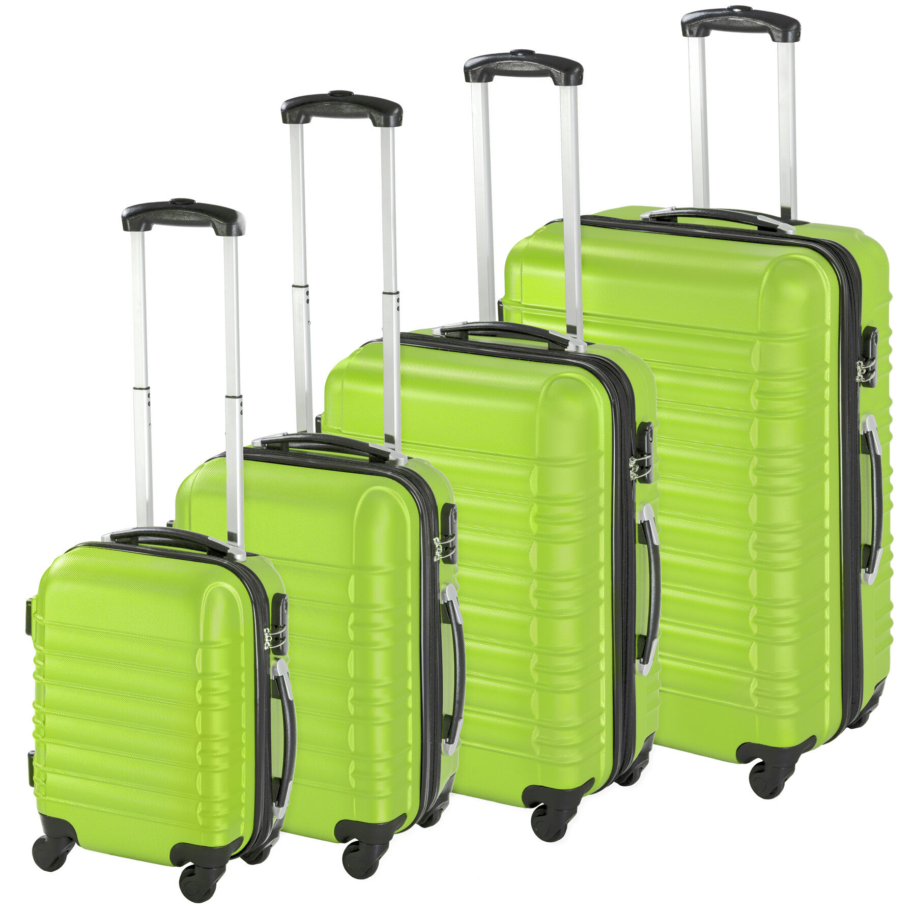 tectake Skořepinové cestovní kufry sada 4ks - zelená