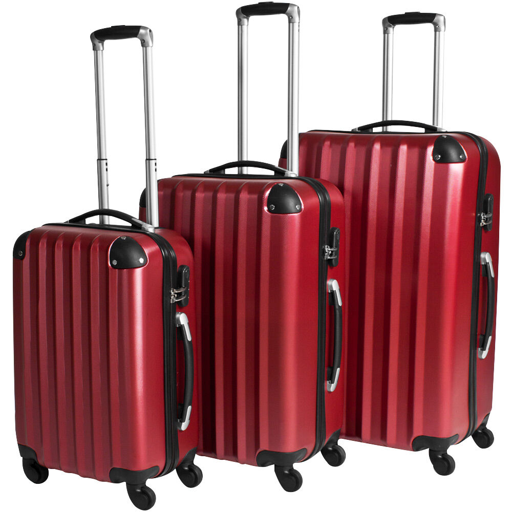 tectake Sada 3 pevných cestovních kufrů - červená