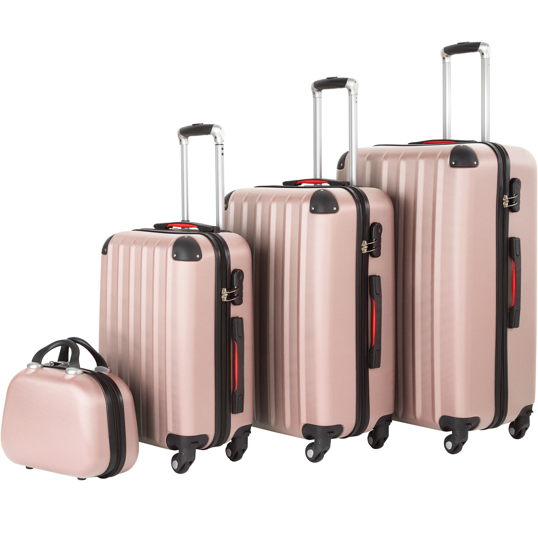 tectake Cestovní kufry Pucci – sada 4 ks - růžová - zlatá