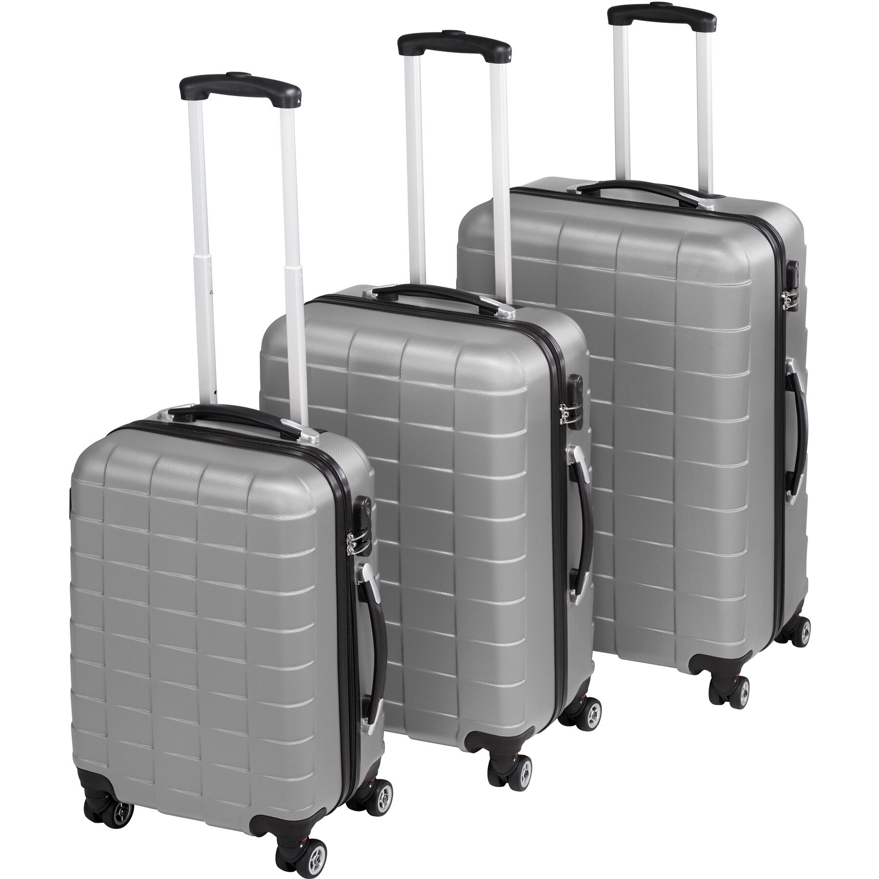 tectake 3 Cestovní kufry na kolečkách - stříbrná