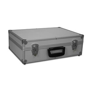 Transport-Koffer silber mit Alurahmen  440x300x130mm  Alukoffer - Würfelschaum