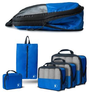 Obics - 5-Teilige Kompression Packtaschen Set Inkl. Schuhbeutel Für Koffer & - Geoffnete Verpackung Blau 42x32x13 cm , 34x28x12 cm ,28x16x8 cm