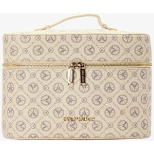 Carlo Colucci Kosmetiktasche Damen Kunstleder bedruckt, beige