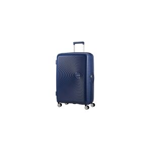 American Tourister Soundbox, Spinner, Blå, Polypropylen (PP), 4 hjul, Roterende hjul, Lynlås