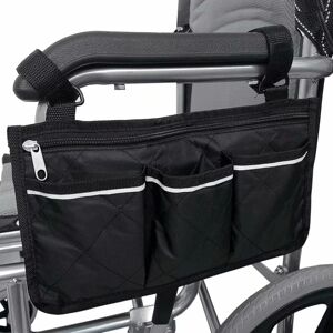 GeekAtmosphere Taske til (sort, 32,5 x 18 cm) kørestol med lommer, sidearmlænstaske til kørestol, opbevaringstaske til kørestolstilbehør og scooter