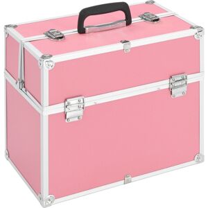 vidaXL makeupkuffert 37 x 24 x 35 cm pink aluminium