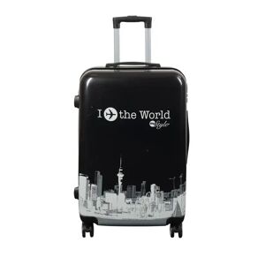 Borg Living Kuffert - Hardcase kuffert - Str. Medium - Kuffert med motiv - New York city - Black - Eksklusiv letvægt rejsekuffert