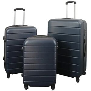 Borg Living Kuffertsæt - 3 Stk. - Eksklusivt hardcase billig kufferter - Mørkeblåt med striber