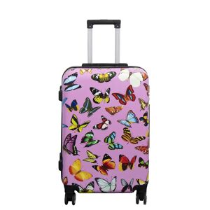 Borg Living Kuffert - Hardcase kuffert - Str. Medium - Kuffert med motiv - Pink med sommerfugle print - Eksklusiv letvægt rejsekuffert