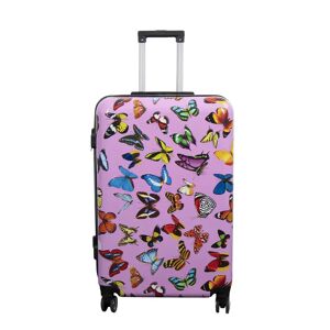 Borg Living Stor kuffert - Hardcase kuffert med motiv - Pink med sommerfugle print - Eksklusiv letvægt kuffert