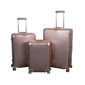 Borg Living Aluminiums kufferter - 3 stk. Sæt - Luksuriøse rejsekufferter - Rosa-guld med TSA lås