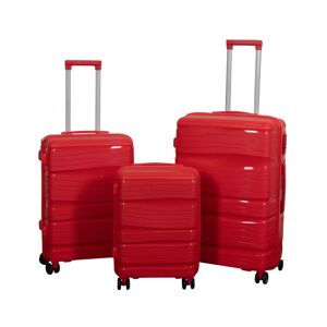 Borg Living Kuffertsæt - 3 Stk. - Letvægts kufferter - Polypropylen - Waves - Rødt kuffertsæt