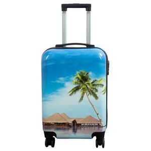 Borg Living Kabine kuffert - Hardcase letvægt kuffert - Trolley med motiv - Strand og palmer
