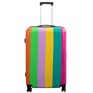 Borg Living Stor kuffert - Hardcase kuffert med motiv - Regnbue striber - Eksklusiv letvægt kuffert