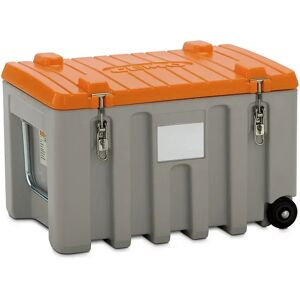 CEMO Caja universal de polietileno, capacidad 150 l, trolley, gris / naranja