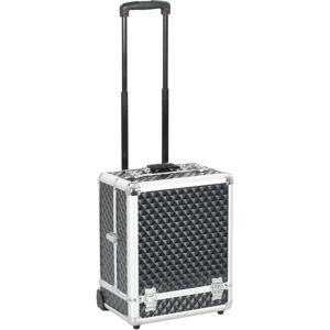 vidaXL Maletín trolley de maquillaje aluminio negro 35x29x45 cm