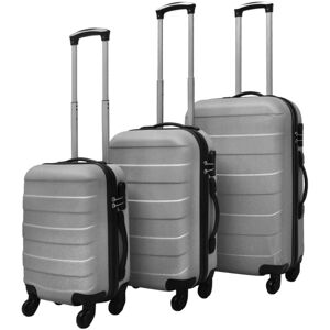 vidaXL Juego de maletas trolley rígidas 3 pzas plateado 45,5/55/66 cm