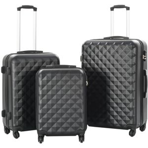 vidaXL Juego de maletas rígidas con ruedas trolley 3 piezas negro ABS