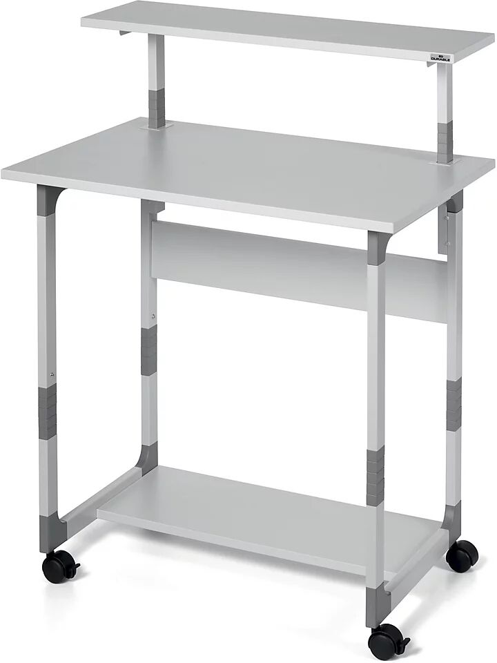 DURABLE Trolley para equipo informático, de altura regulable, gris luminoso