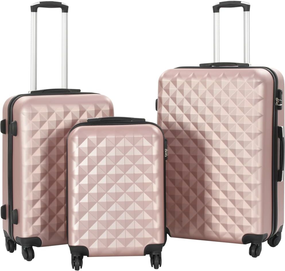 vidaXL Juego de maletas rígidas ruedas trolley 3 pzas rosa dorado ABS