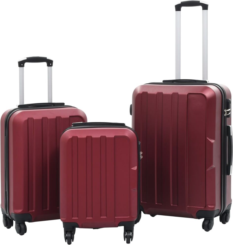 vidaXL Juego de maletas rígidas ruedas trolley 3 pzas rojo tinto ABS