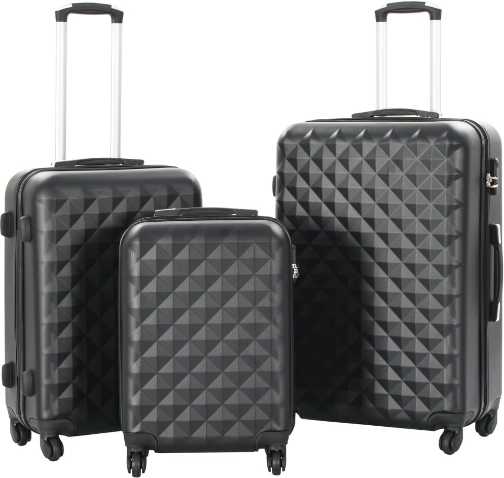 vidaXL Juego de maletas rígidas con ruedas trolley 3 piezas negro ABS