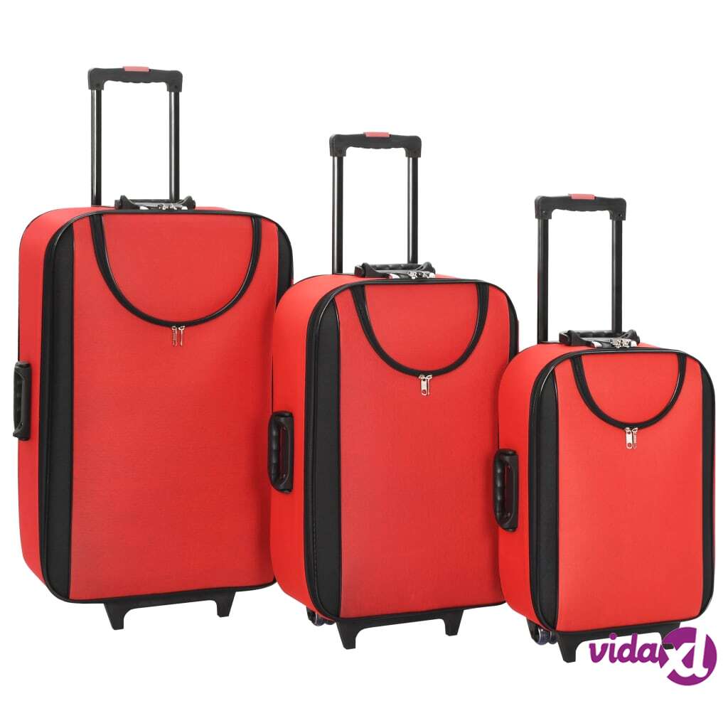 vidaXL Pehmeäpintaiset matkalaukut 3 kpl punainen Oxford kangas