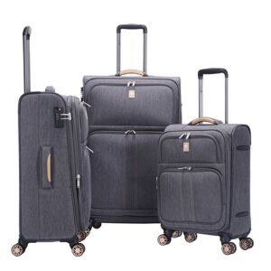 Lys Lot de 3 valises souples 355 55, 67 et 77 cm Gris foncé