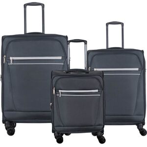 Sohito Lot de 3 valises souple Soshi Extensibles 55, 67 et 78 cm Gris foncé