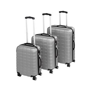 TECTAKE Set de 3 Valises Trolley Rigides - argent - Publicité