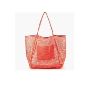 GENERIQUE Sac de plage en maille grand sac à bandoulière avec poche intérieure zippée rouge pour voyage quotidien piscine gym pique-nique sac de courses léger - Publicité