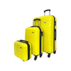 David Jones Lot 2 valises cabine et soute et vanity rigides ABS Jaune - Publicité