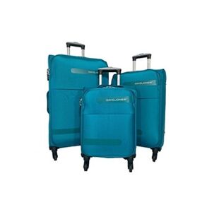 David Jones Lot de 3 valises dont 1 valise cabine souples Bleu - Publicité